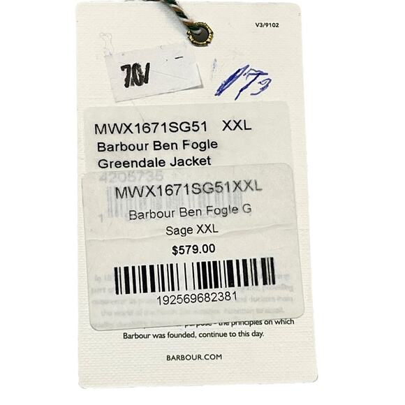 Barbour Ben Fogle Greendale Wax Jacket Sage XXL | Quilted Liner | Men’s XXL - Picture 11 of 13